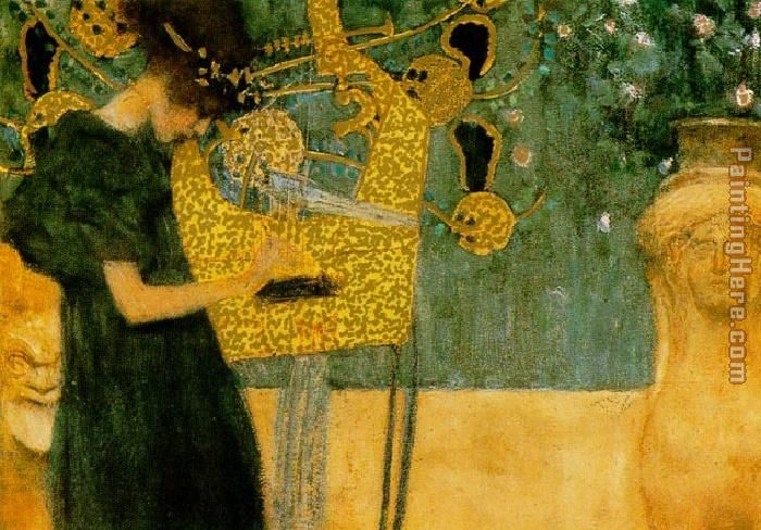The Music (gold foil) painting - Gustav Klimt The Music (gold foil) art painting